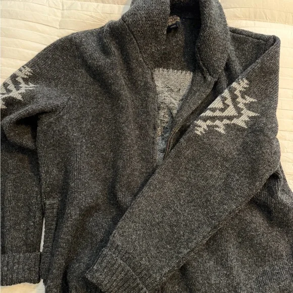 Pendleton Charcoal and White Zip-Up Sweater - Picture 1 of 3